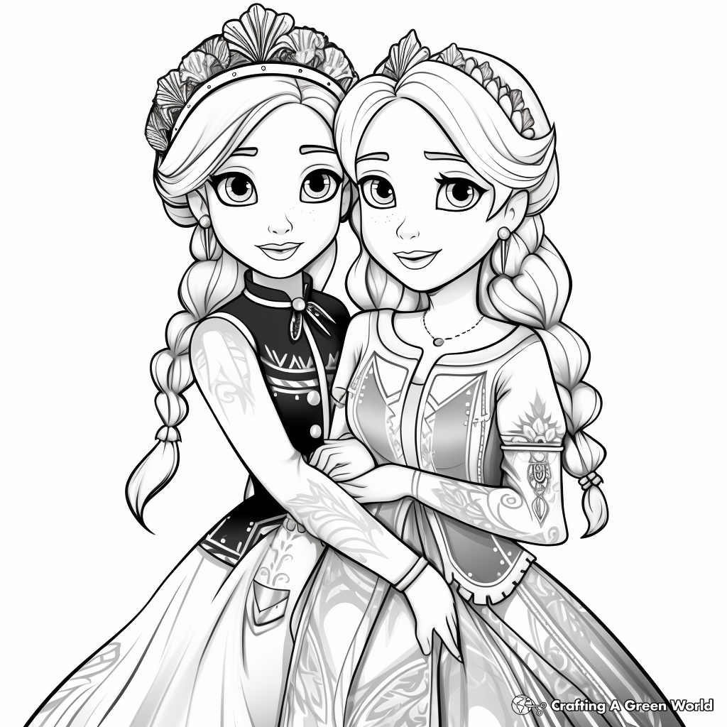 Elsa and anna coloring pages