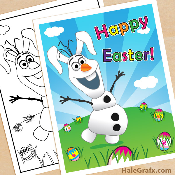 Free printable frozen olaf easter poster and coloring page