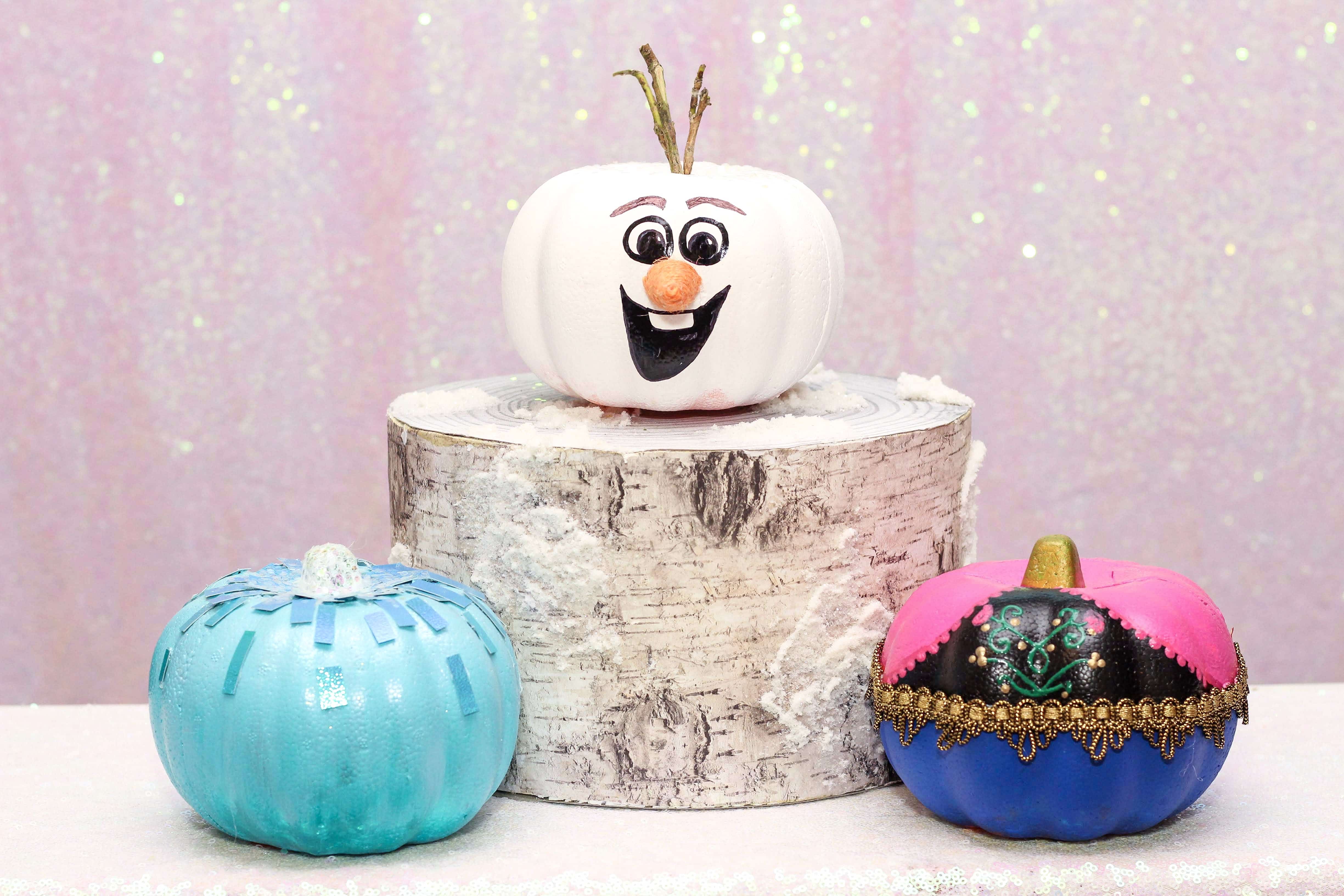 Simple diy frozen pumpkin painting ideas for elsa anna and olaf