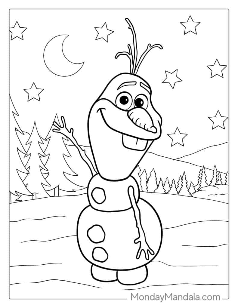 Olaf coloring pages free pdf printables