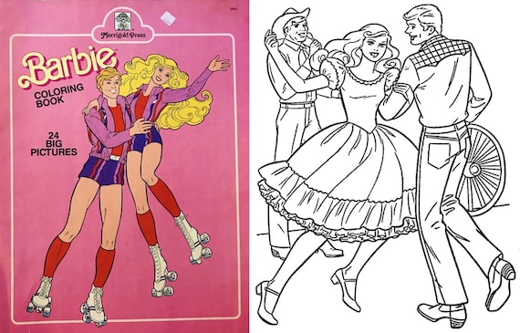 Barbie coloring books barbie and ken vintage instant download pdf format