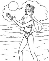 Barbie coloring page hawaii