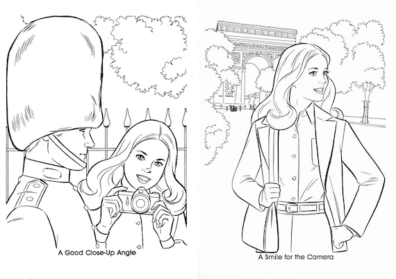 Vintage barbie coloring book pages instant download pdf format