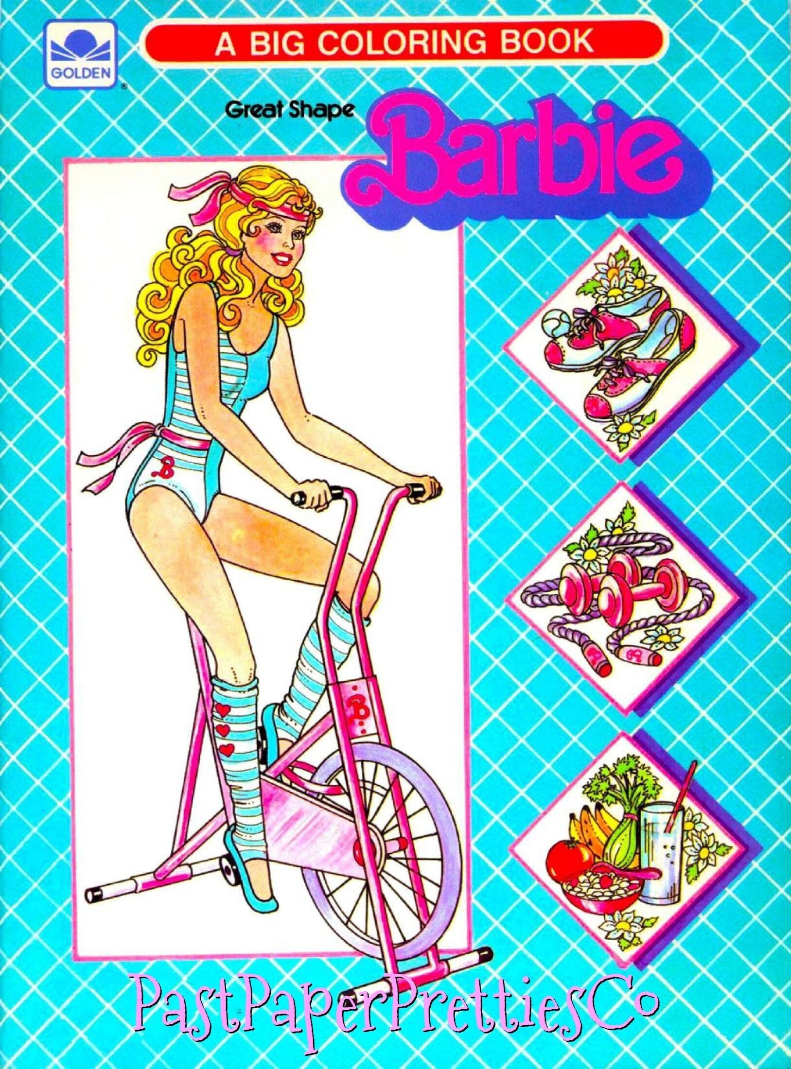 Vintage great shape barbie coloring book printable pdf instant digital download retro s workout toy doll pages to color