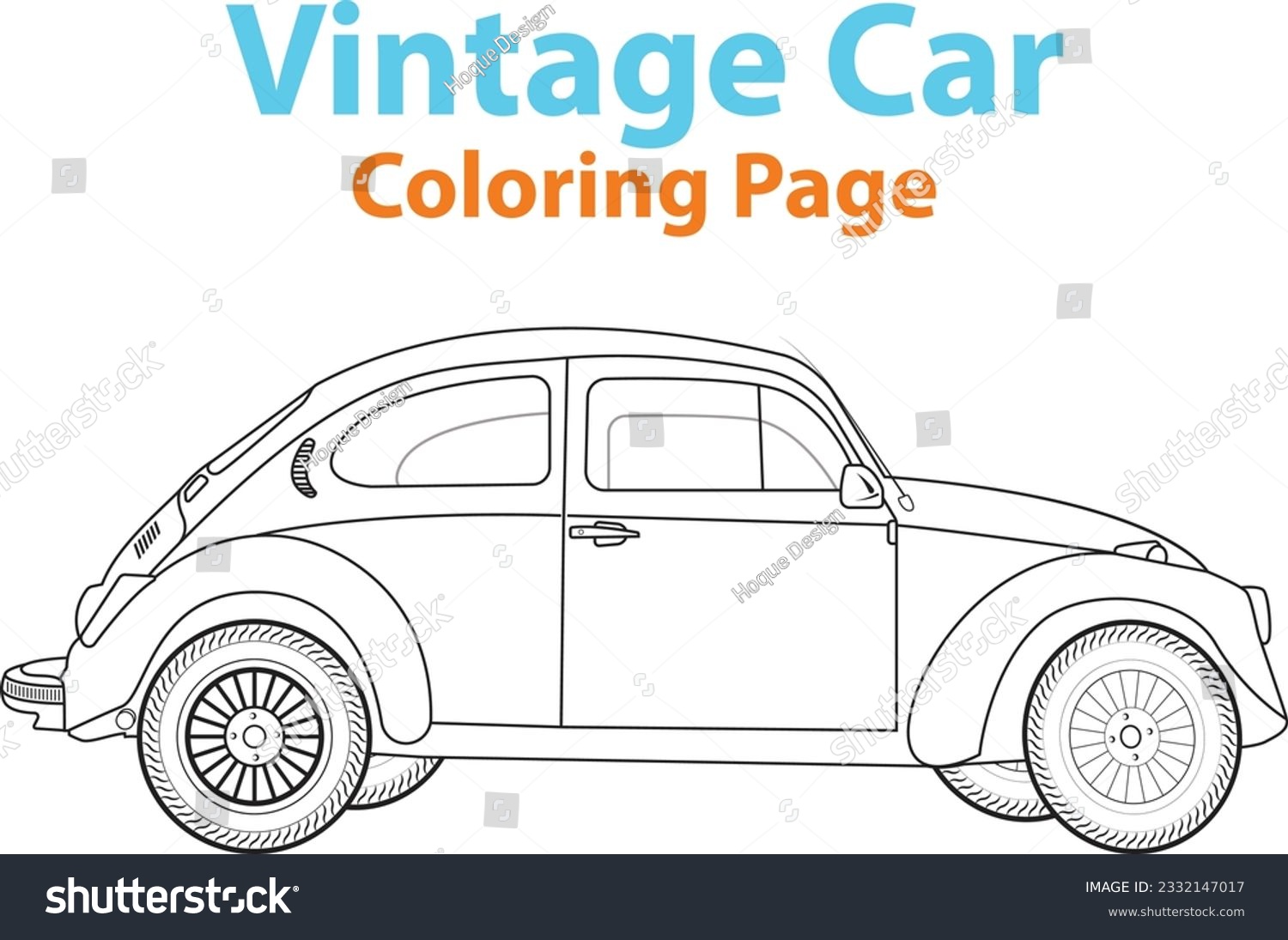 Vintage car coloring pages illustration stock vector royalty free