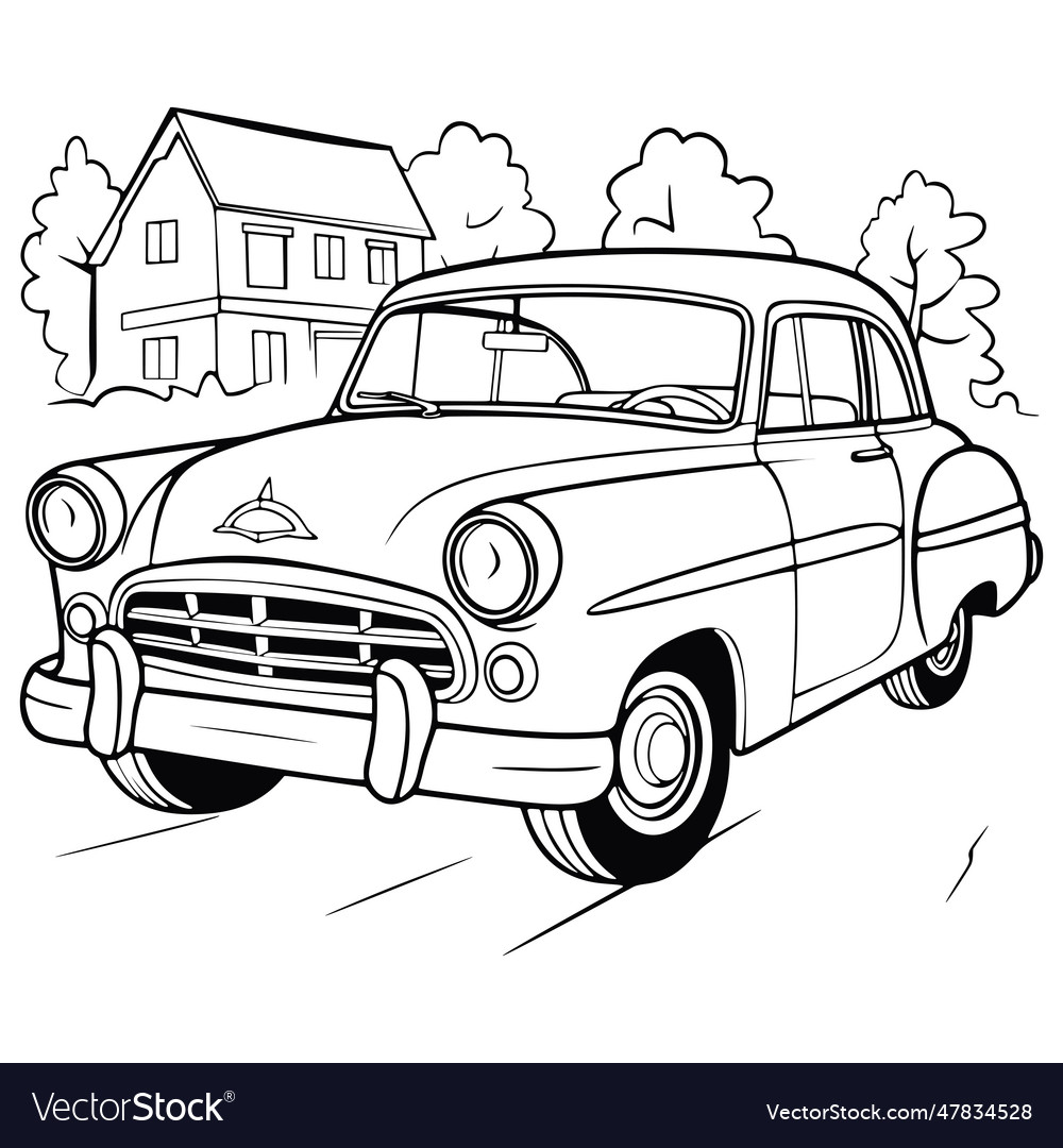 Vintage car coloring page royalty free vector image