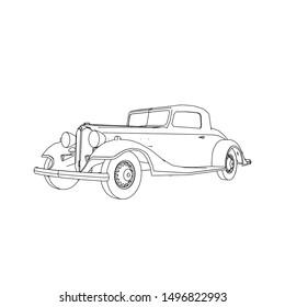 Line art classic car coloring page stock vector royalty free