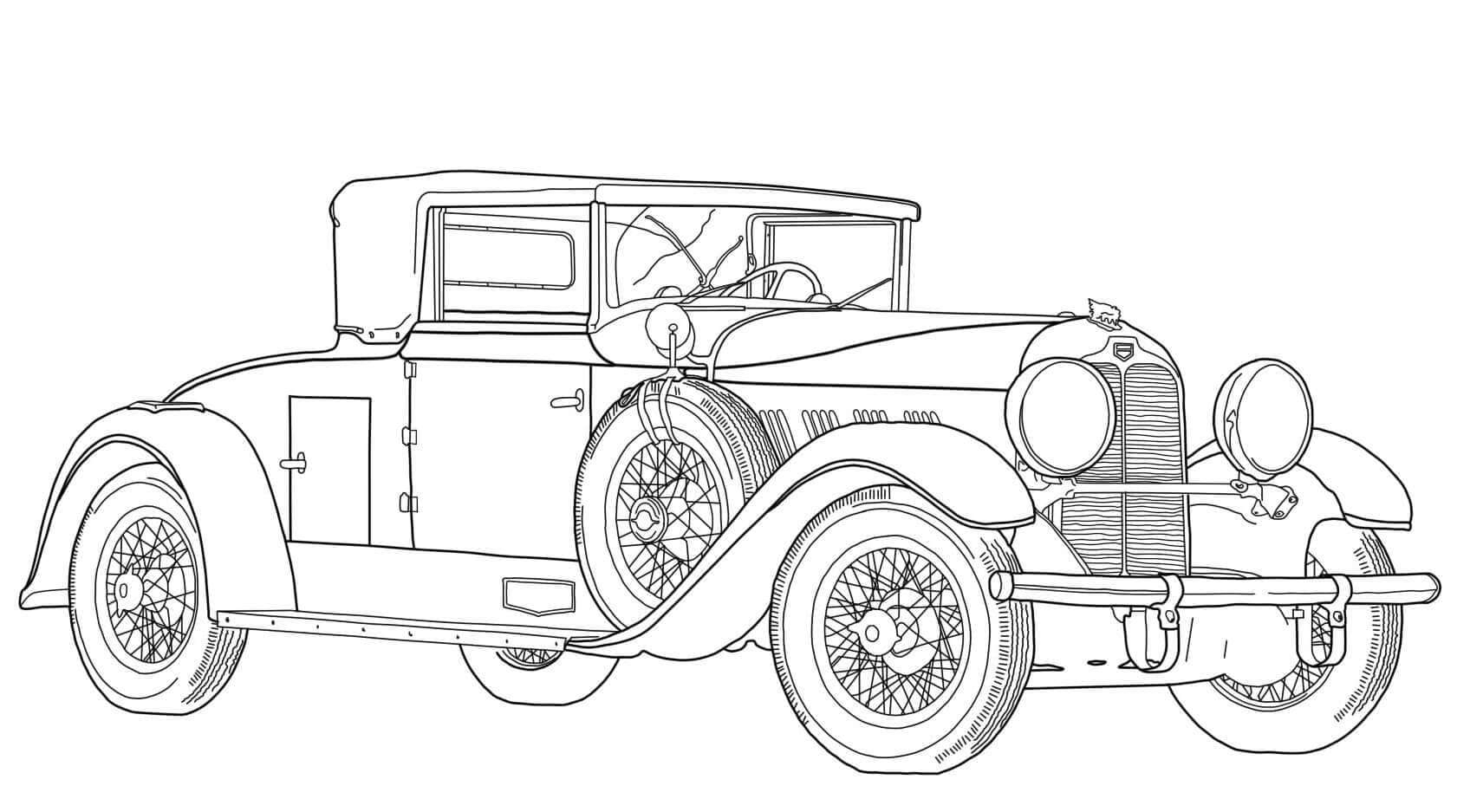 Rolls royce retro car coloring page
