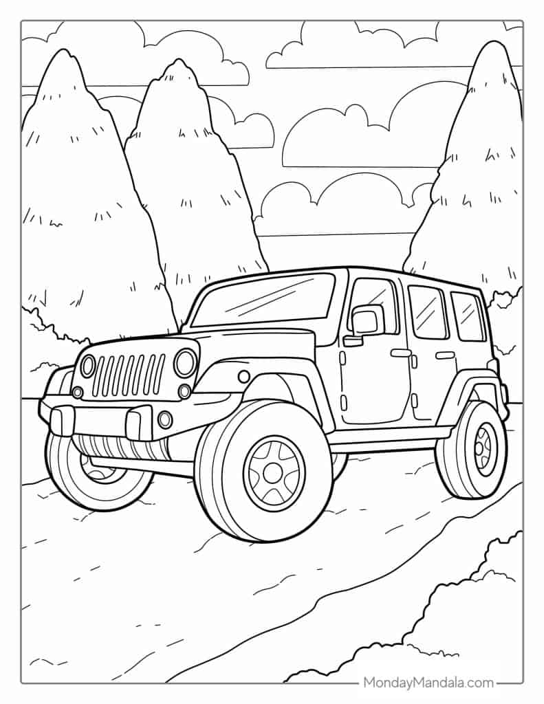 Car coloring pages free pdf printables