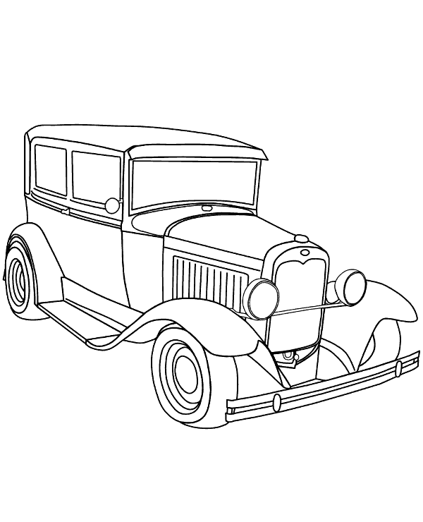 Old vintage car coloring page