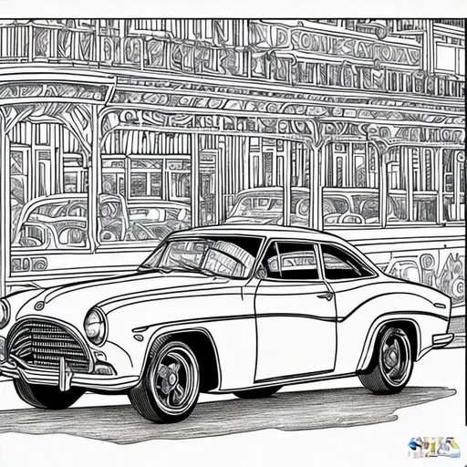 Coloring page car vintage view for adults