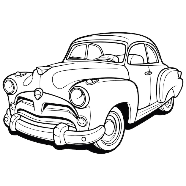 Premium vector vintage car coloring page