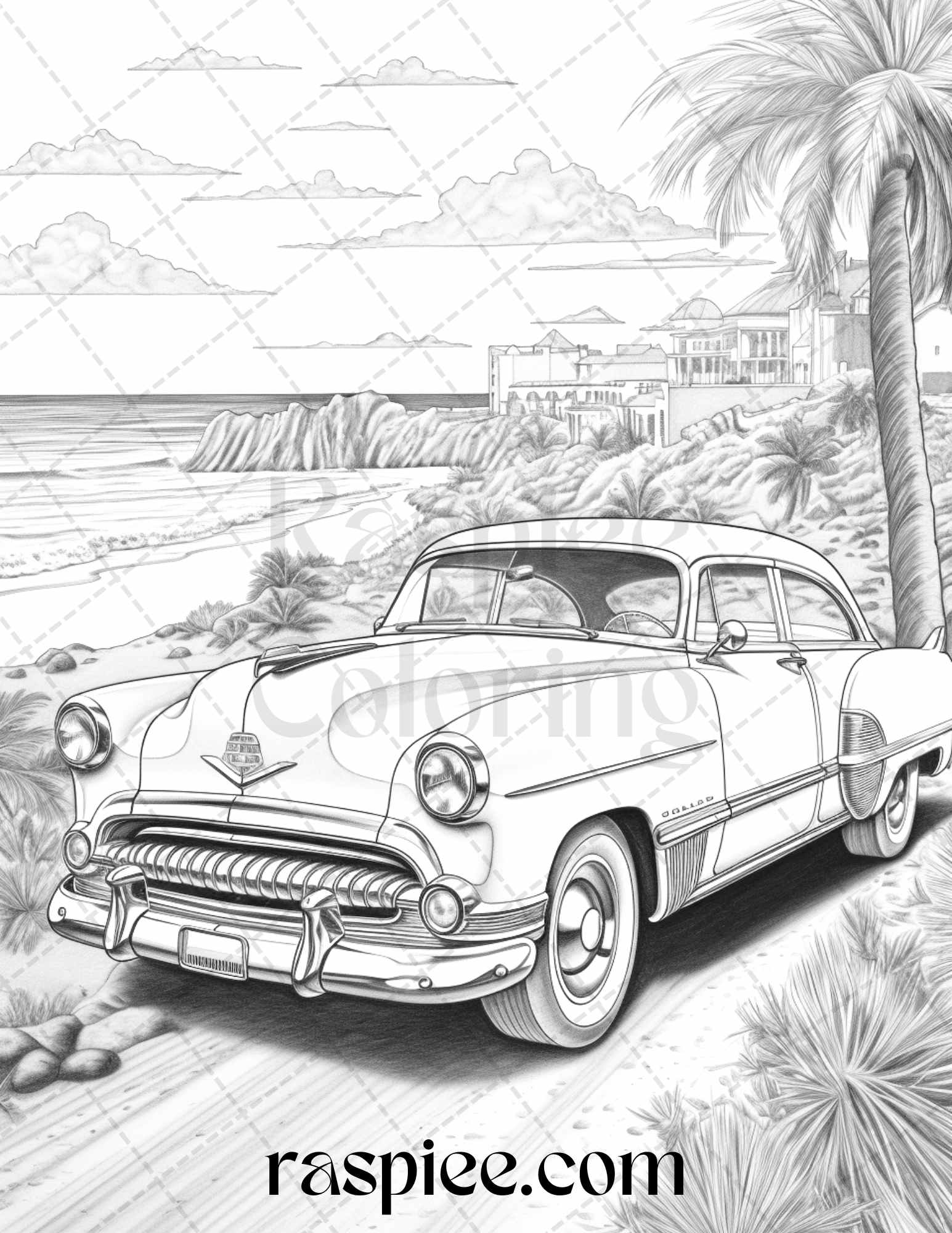 Vintage cars grayscale coloring pages printable for adults pdf fil â coloring