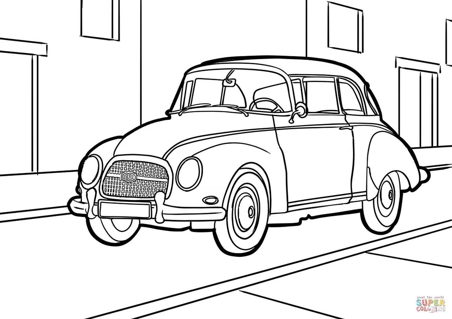 Retro car coloring page free printable coloring pages