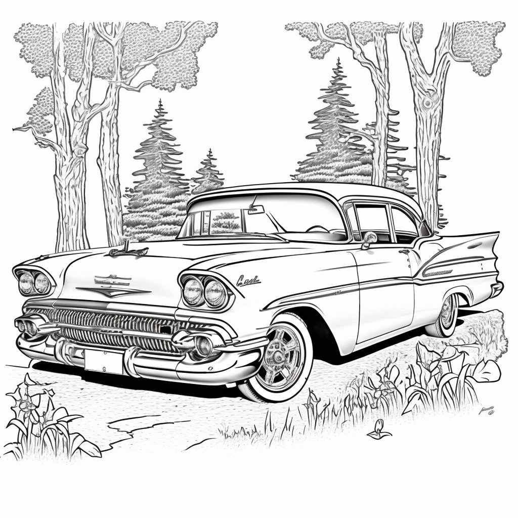 Classic car coloring pages instant download digital ai art vintage cars printable digital print adult kids teens
