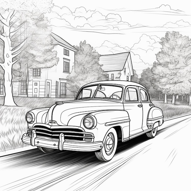 Premium ai image coloring pages of old cars old cars coloring pages generative ai