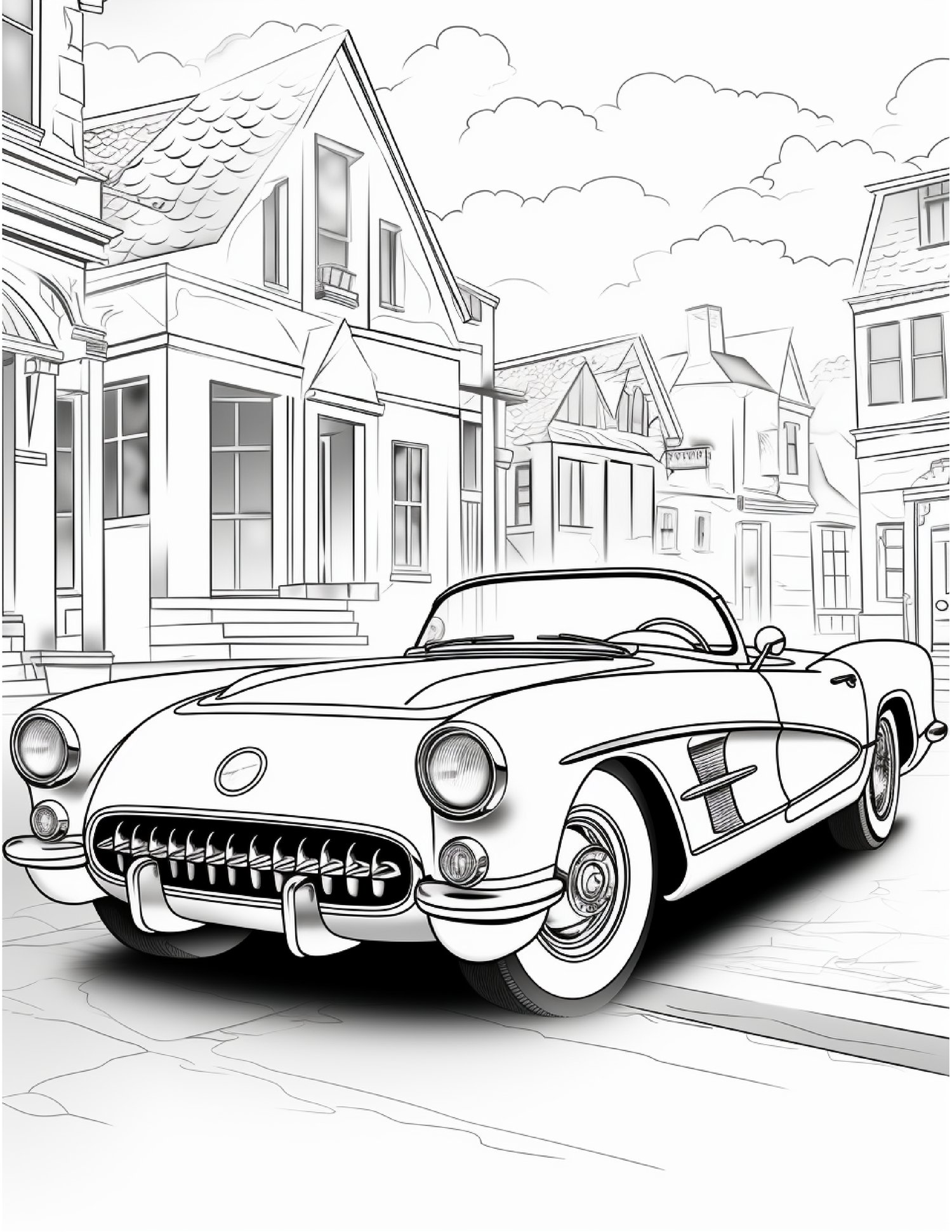 Classic cars coloring book for adults