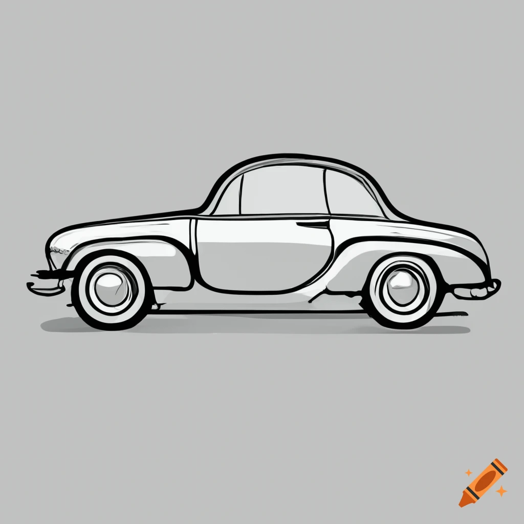 Vintage car coloring pages strong lines line art flat vector art white background on