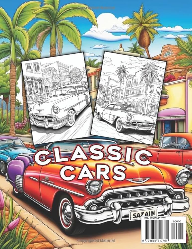 Classic cars coloring book for adults and kids a collection of detailed vintage cars coloring pages like muscle cars retro sports cars for car enthusiasts