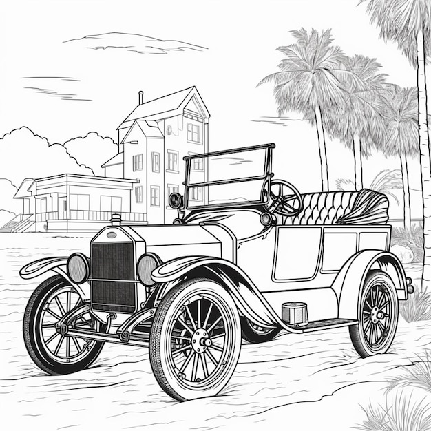 Premium ai image coloring pages of old cars old cars coloring pages coloring pages generative ai