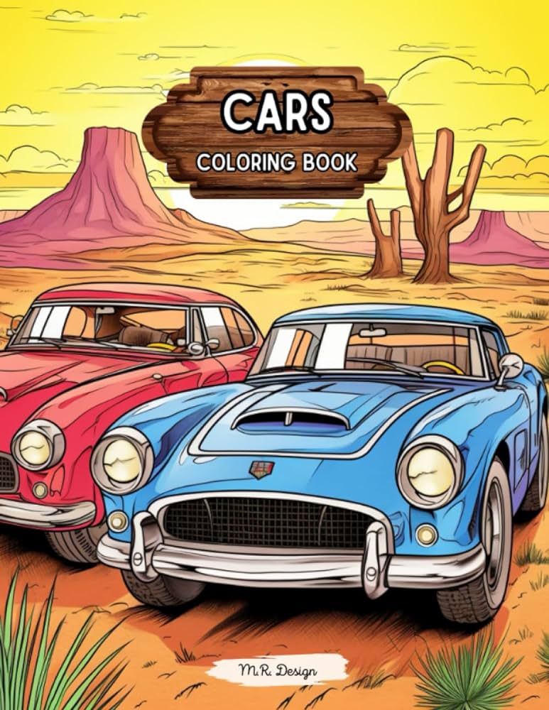 Cars coloring book relaxation coloring pages of classic cars and supercars for kids adults and car lovers design mr books