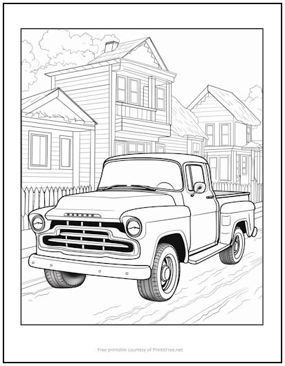 Vintage pickup truck coloring page print it free