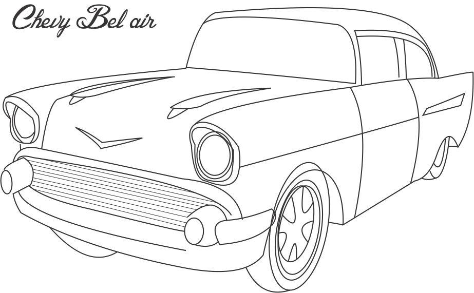 Chevy bel air coloring printable page for kids