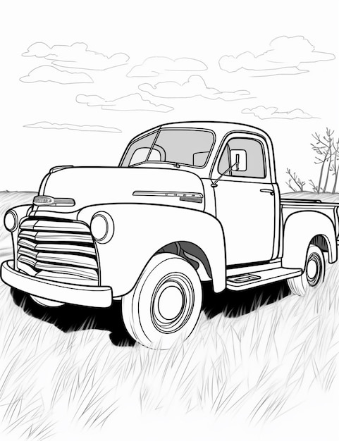 Premium ai image coloring pages of old trucks old truck coloring pages generative ai