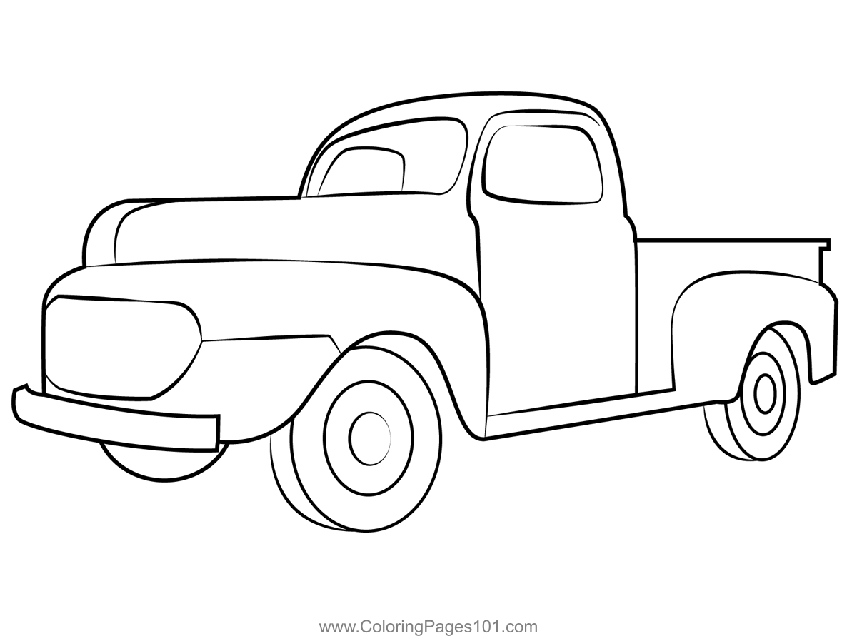 Old classic truck coloring page for kids