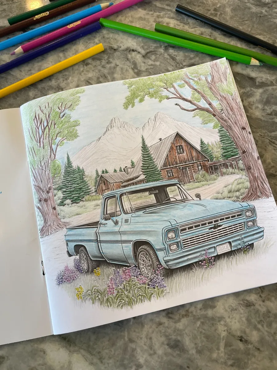 Lowered truck coloring book great for kids and adults bagged slammed chevy