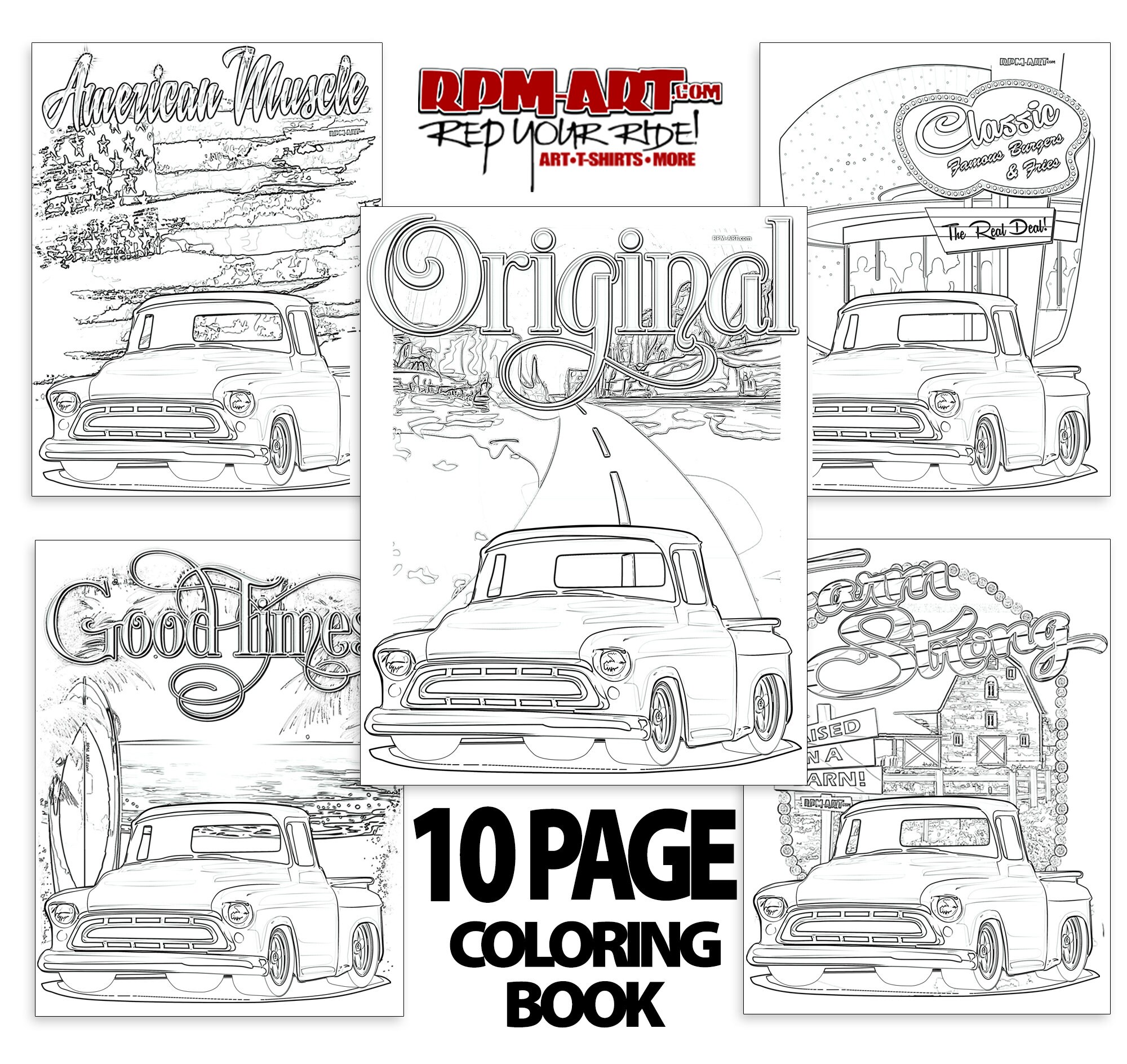 Chevy truck page coloring book digital instant download