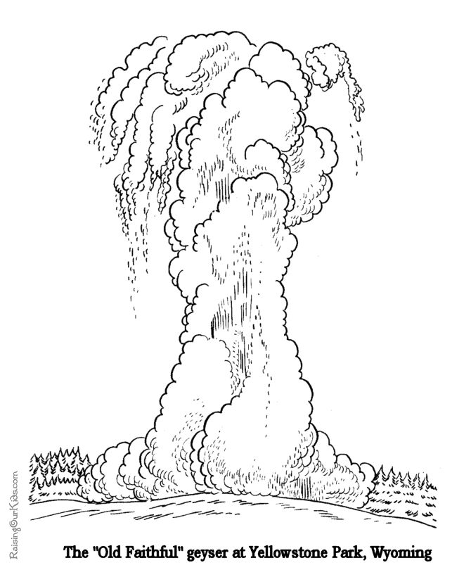 Old faithful at yellowstone coloring pages