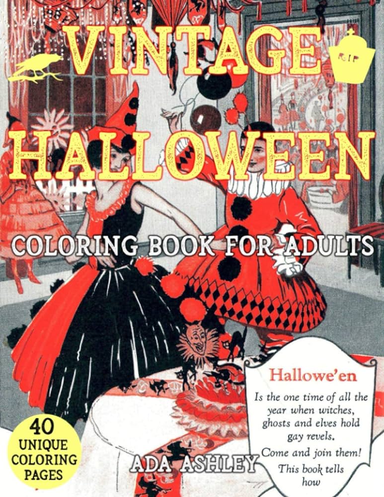 Vintage halloween coloring book for adults vintage halloween cards postcards and posters of graphics with scary whiches children houses lamps jack