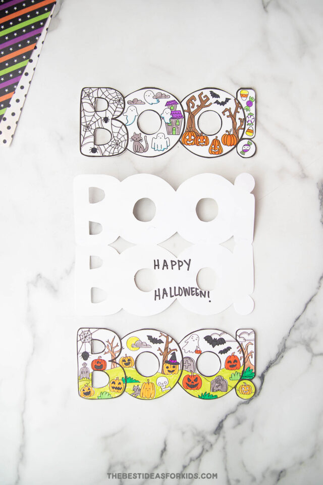 Halloween coloring cards free printables