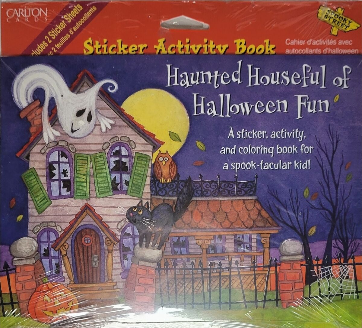 Vintage carlton cards sticker activity coloring book haunted halloween fun