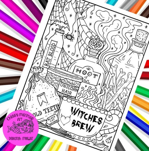 Witchy brew coloring page pdf halloween coloring fun coloring pages to download and color