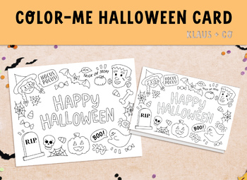 Happy halloween coloring page card printable by klaus and co studio