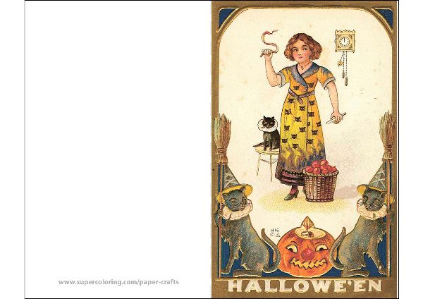 Old halloween card template free printable papercraft templates