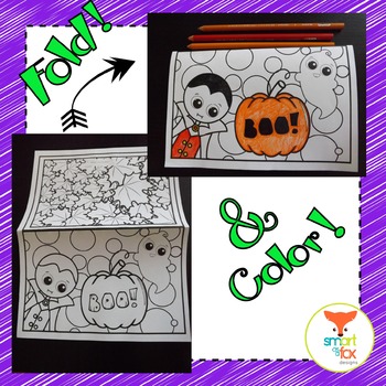 Halloween cards foldable craft and coloring printable by smart as a fox designs