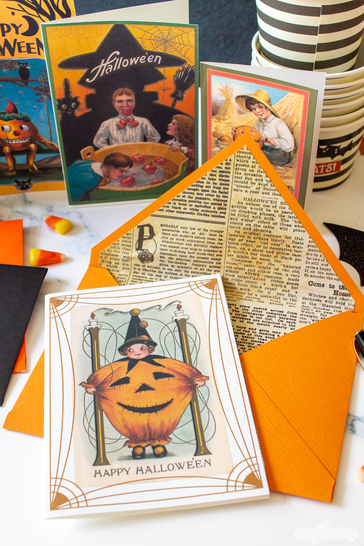 Free vintage halloween cards printable multiple sizes designs