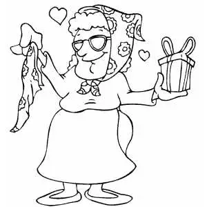 Woman with gifts coloring page