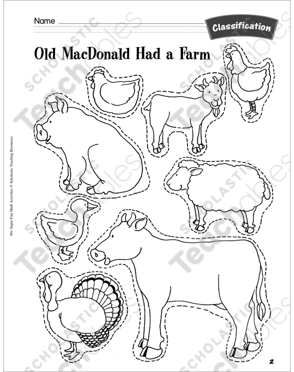 Old macdonald had a farm classification printable lesson plans and ideas cut and pastes