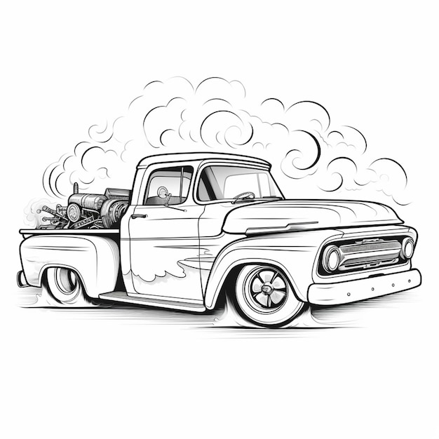 Premium ai image coloring pages of old trucks old truck coloring pages generative ai