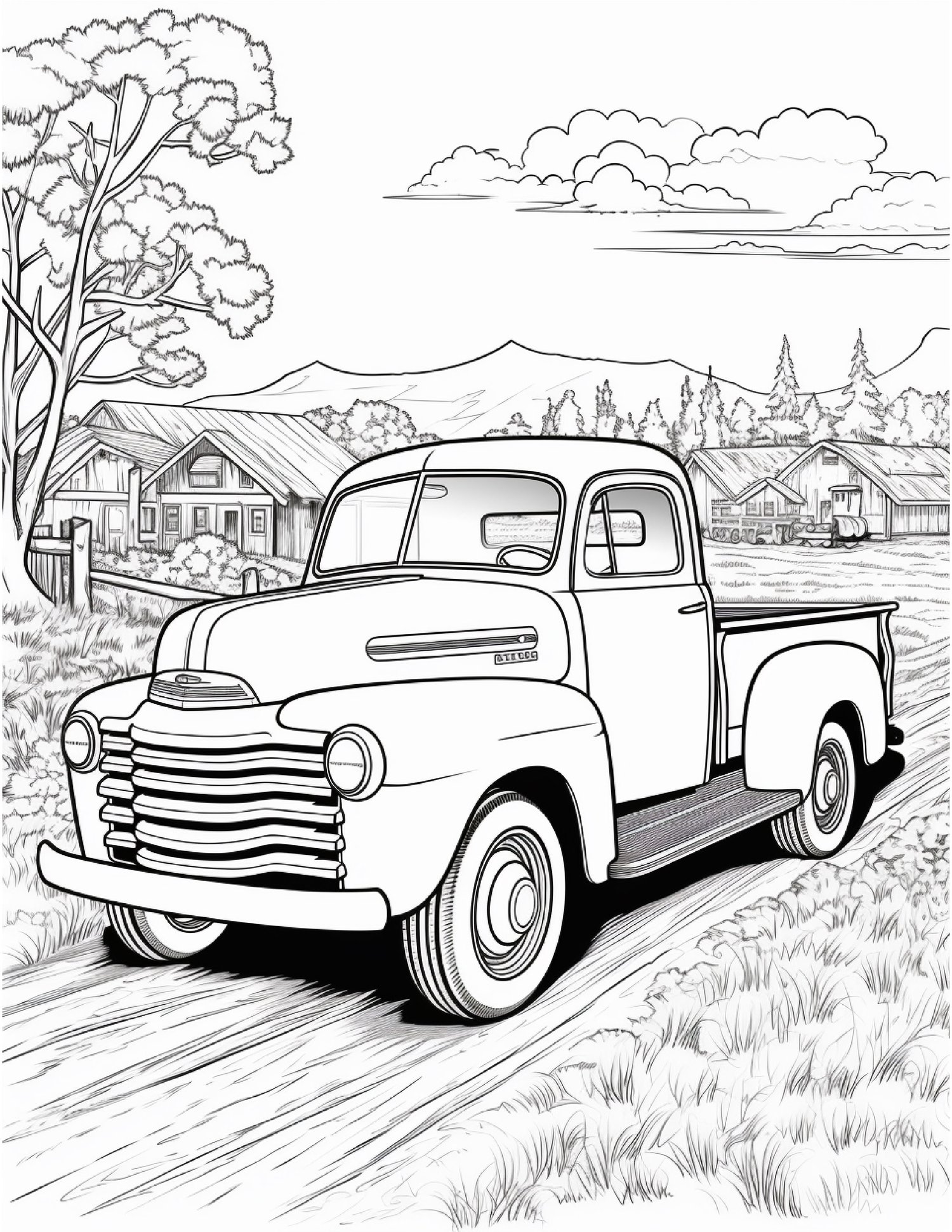 Vintage car and truck coloring pages