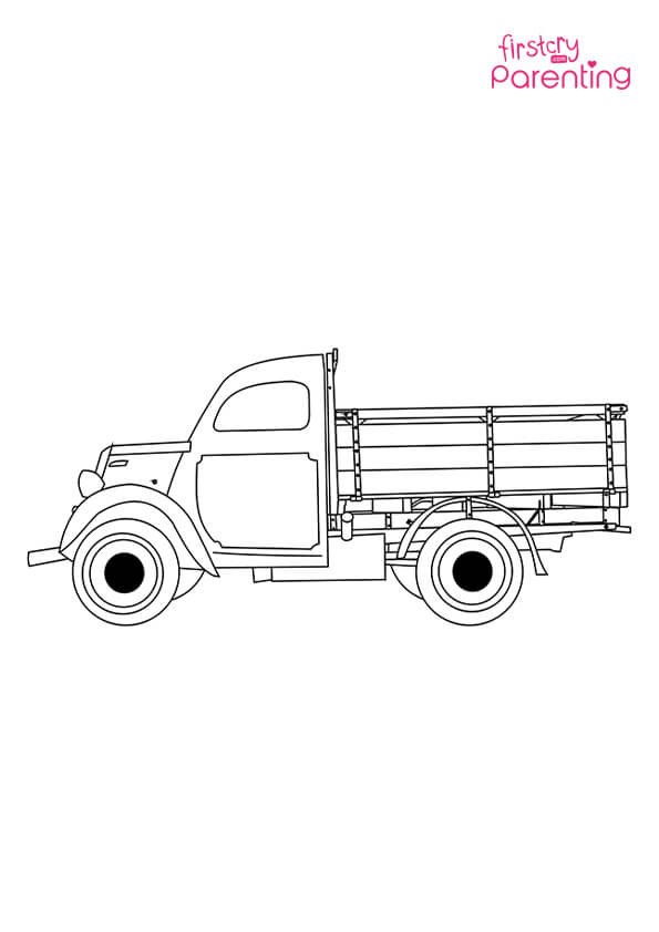 Classic truck coloring page for kids