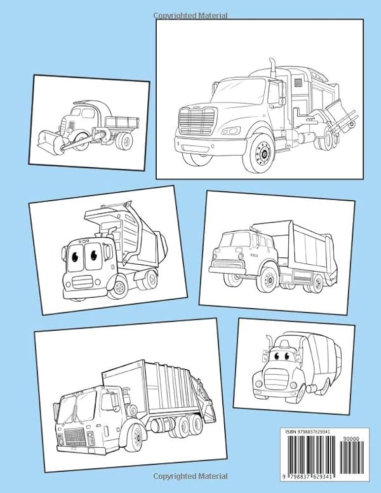 Garbage truck loring book easy and large designs trash truck loring pages cute retro