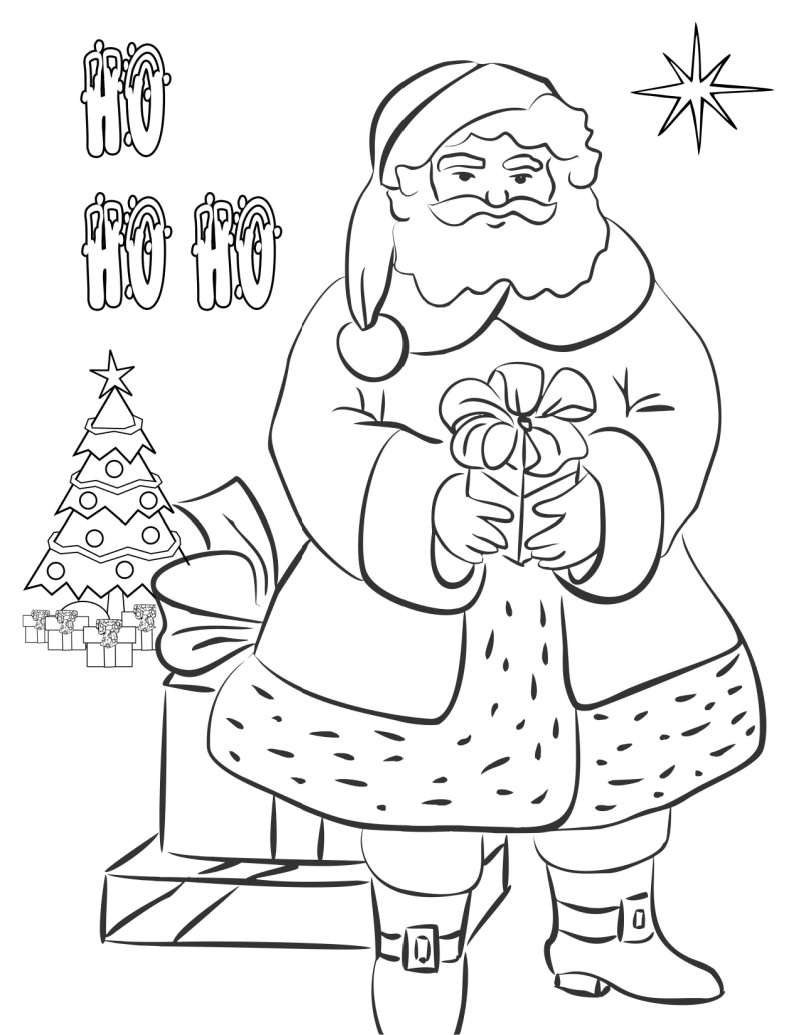 Old fashioned santa coloring page