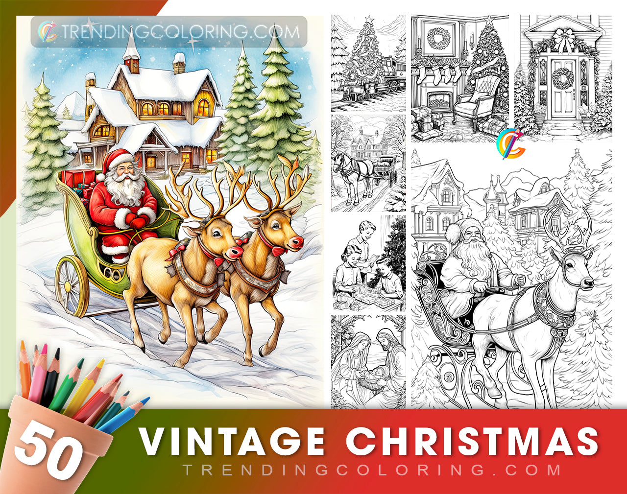 Vintage christmas coloring pages