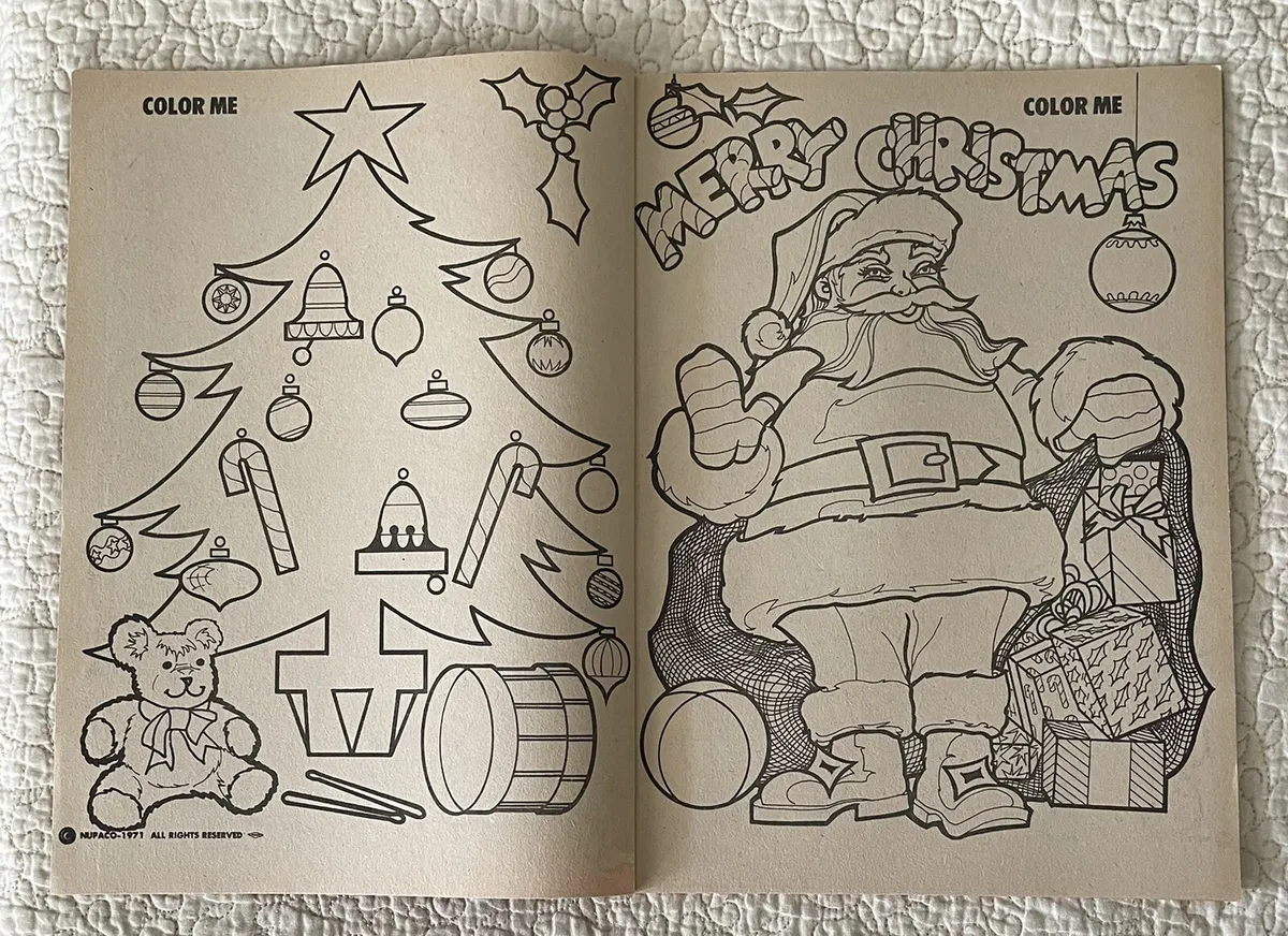 Unused vintage christmas santa coloring book nos nostalgia fun learn nupaco