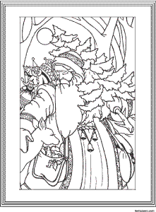 Vintage father christmas coloring page for adults